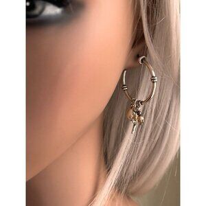 Brighton Nantucket Post Style Hoop Earrings Silver Plated